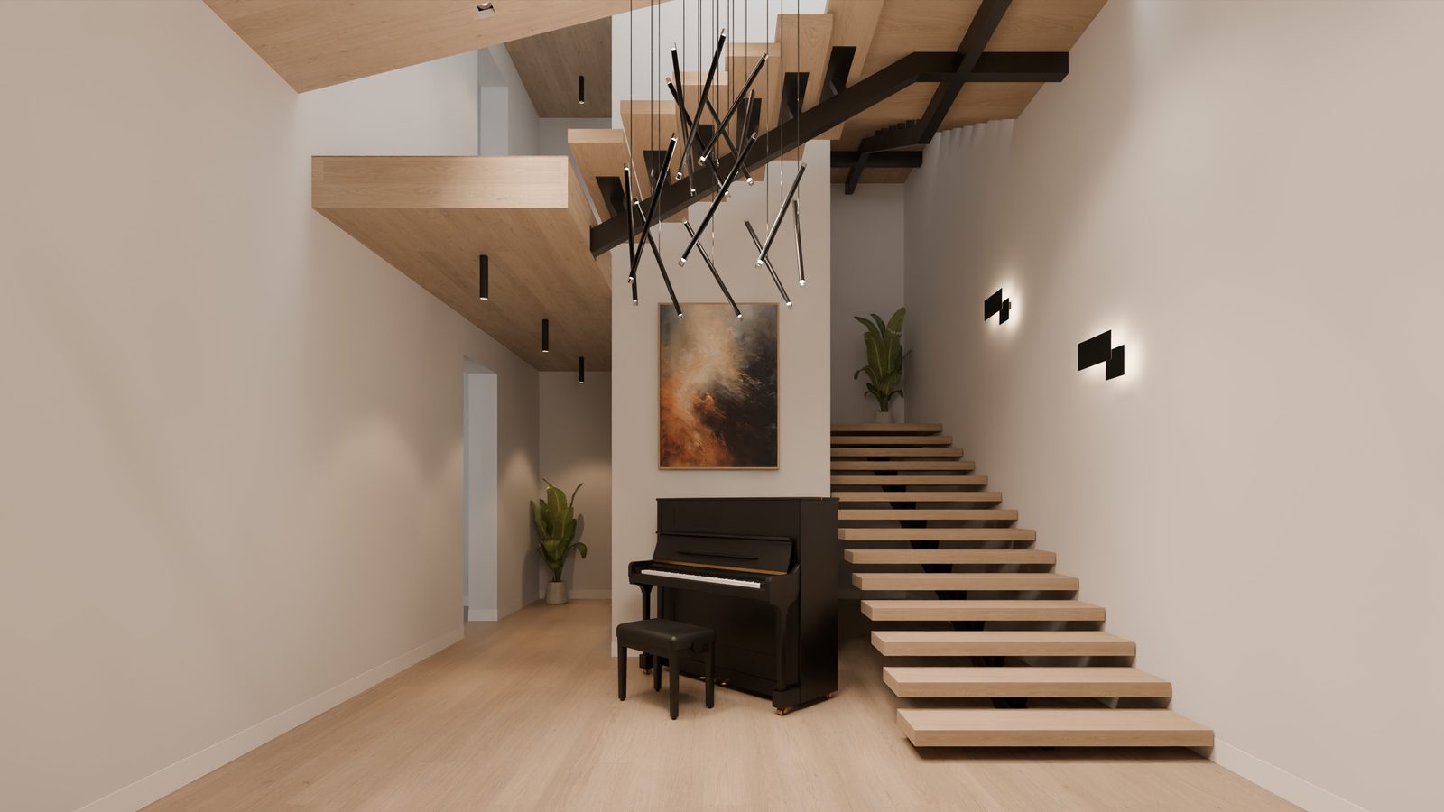 Entrance stairway render