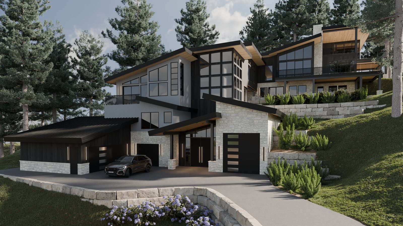 Modern residential exterior render
